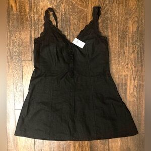 ABERCROMBIE & FITCH — Black Lace Dress w/ tie waist - linen cotton - size L NWT